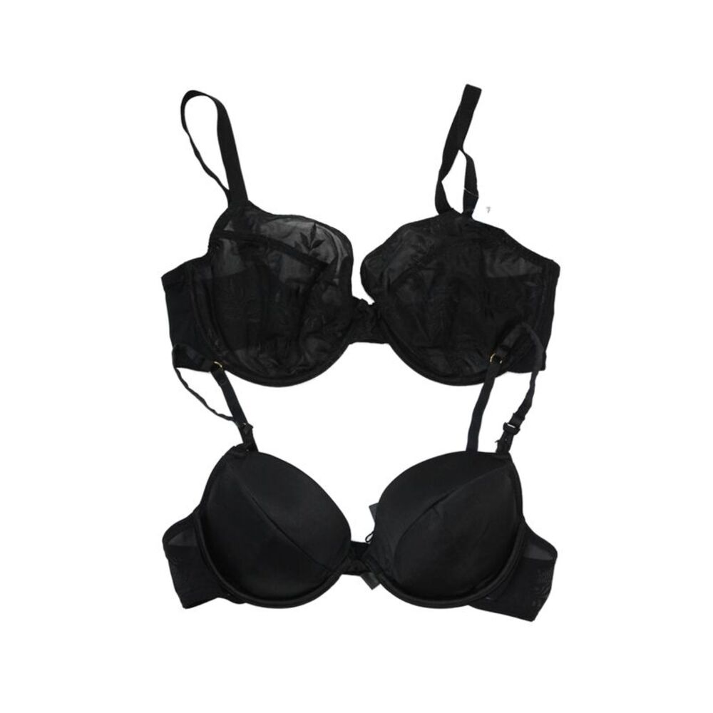 Panache Womens Underwire Sheer Cup Bra & Padded Bra Set Black Size 36DD/34B